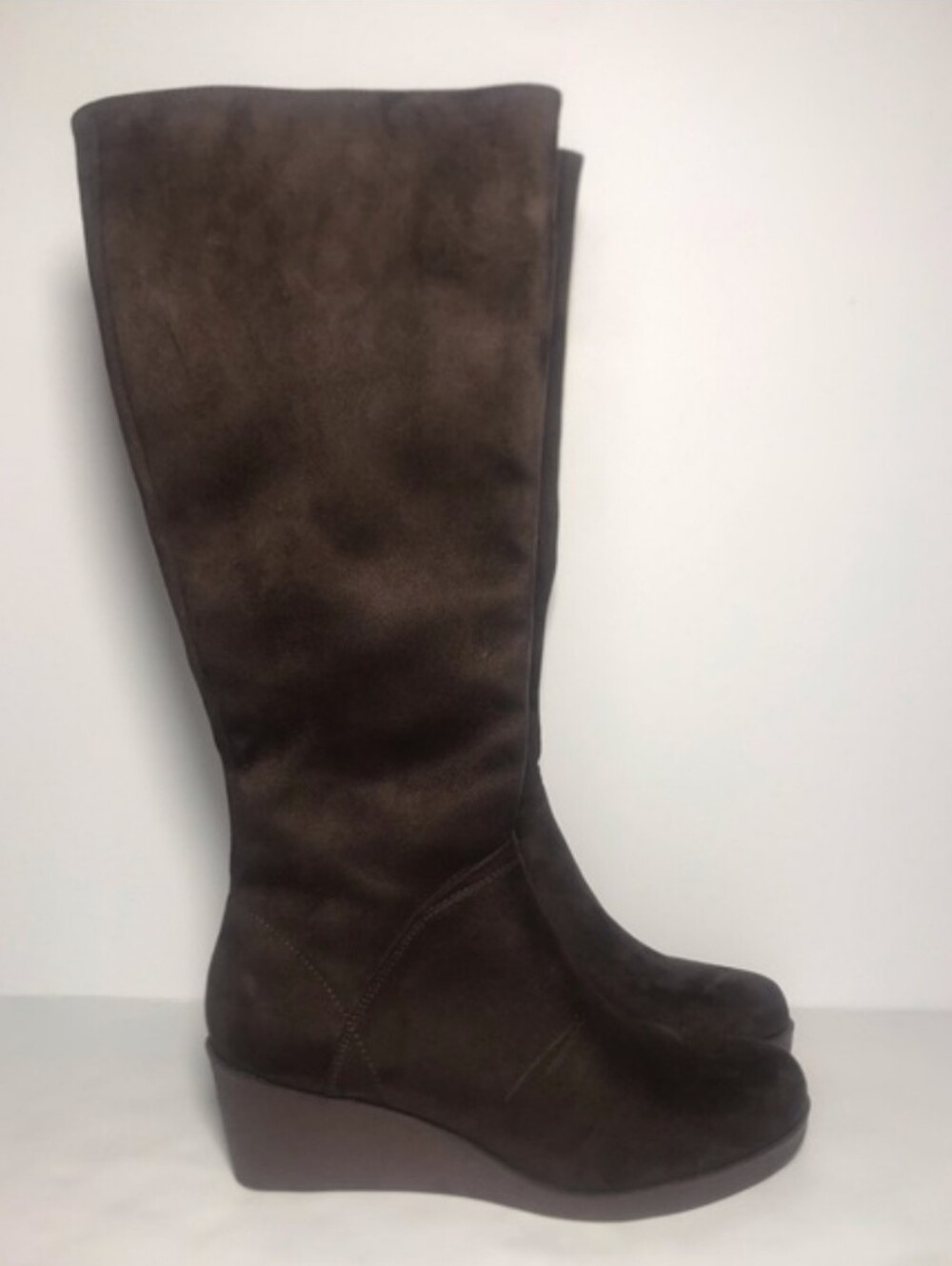 NWOT Women's Aerosoles Binocular Knee-High Wedge Boots in Dark Brown - Picture 2 of 6